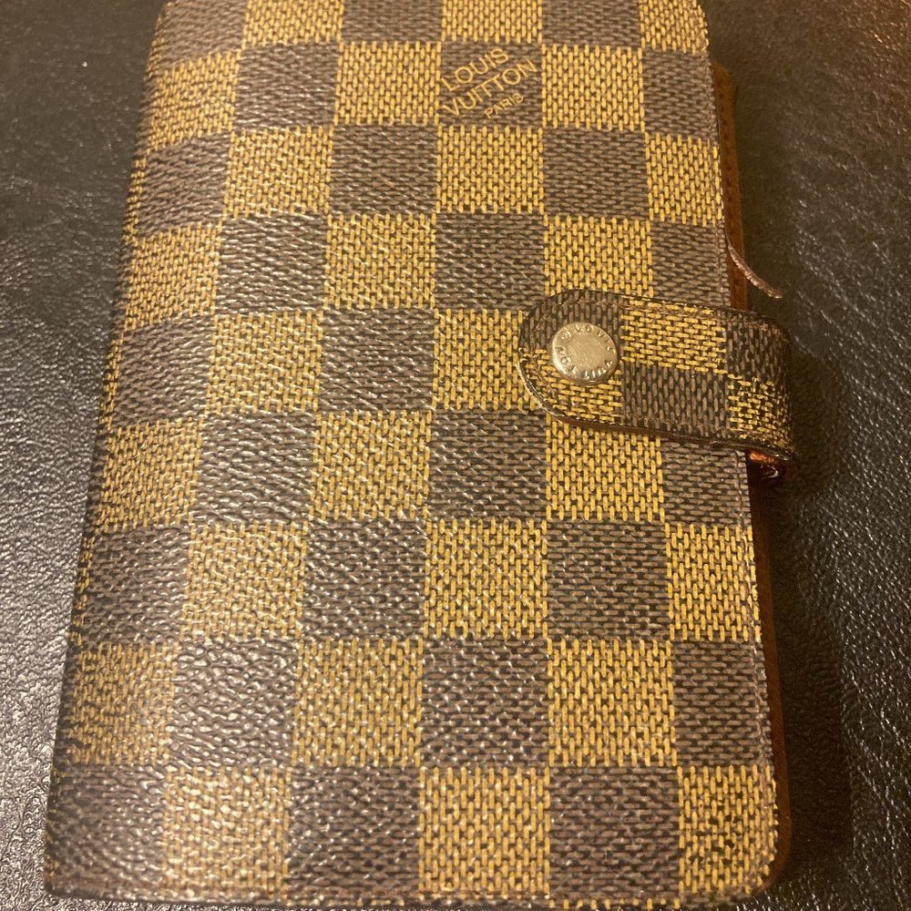 Vintage Louis Vuitton Agenda PM Day Planner Cover Damier Ebene Leather